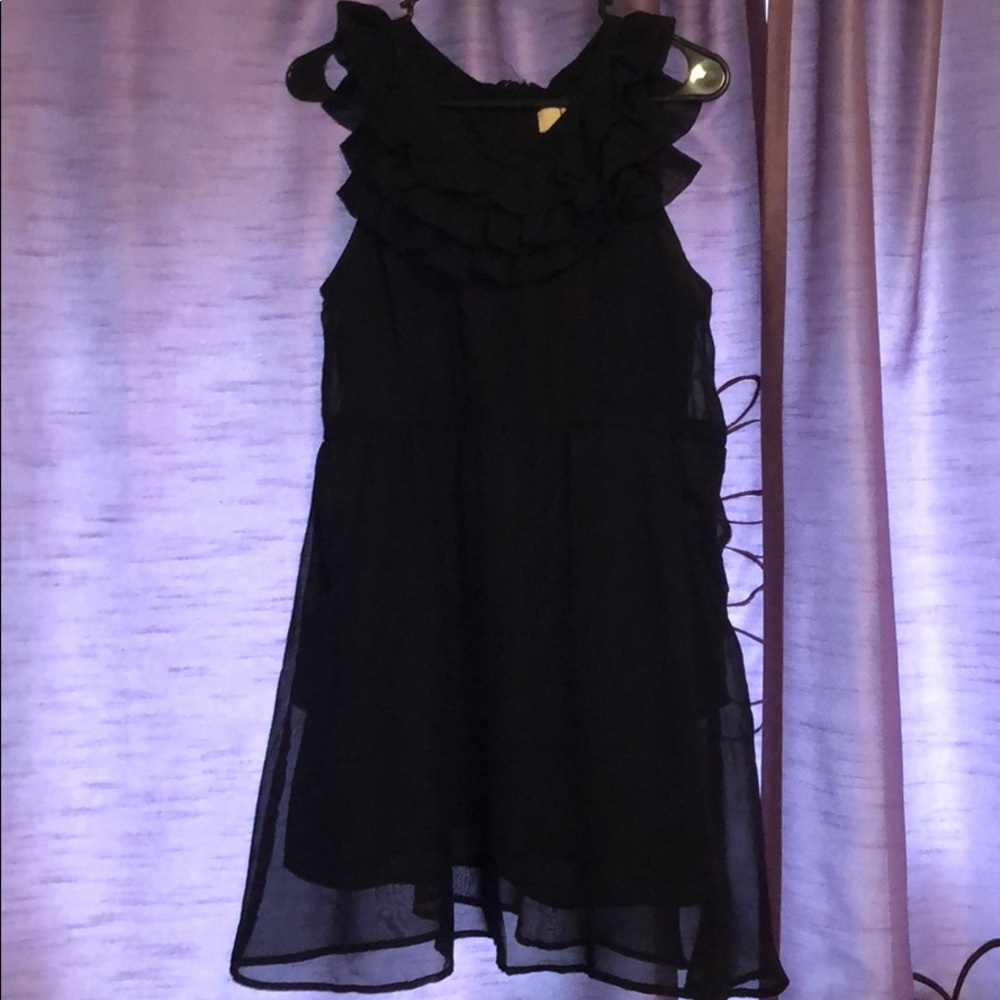 Black ruffled cocktail dress